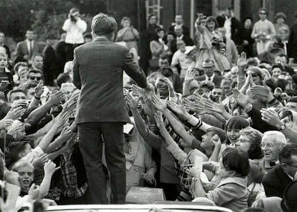 Robert Kennedy campaigning for hope